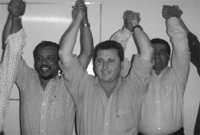 Da esquerda para direita, Danilo (pres. da Fed. Qu&iacute;micos) e Silvan, presidente da Regional da For&ccedil;a.